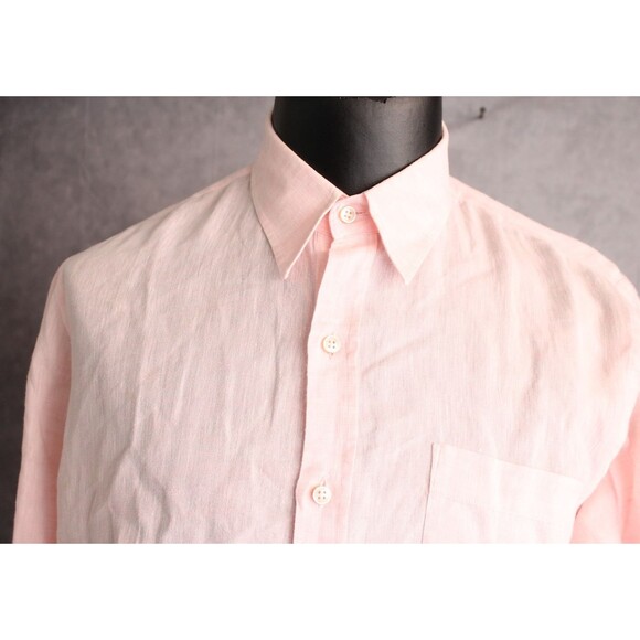 Vilebrequin Men's Casual Long Sleeves Shirts Size XL Pink 100% Linen - Picture 2 of 11